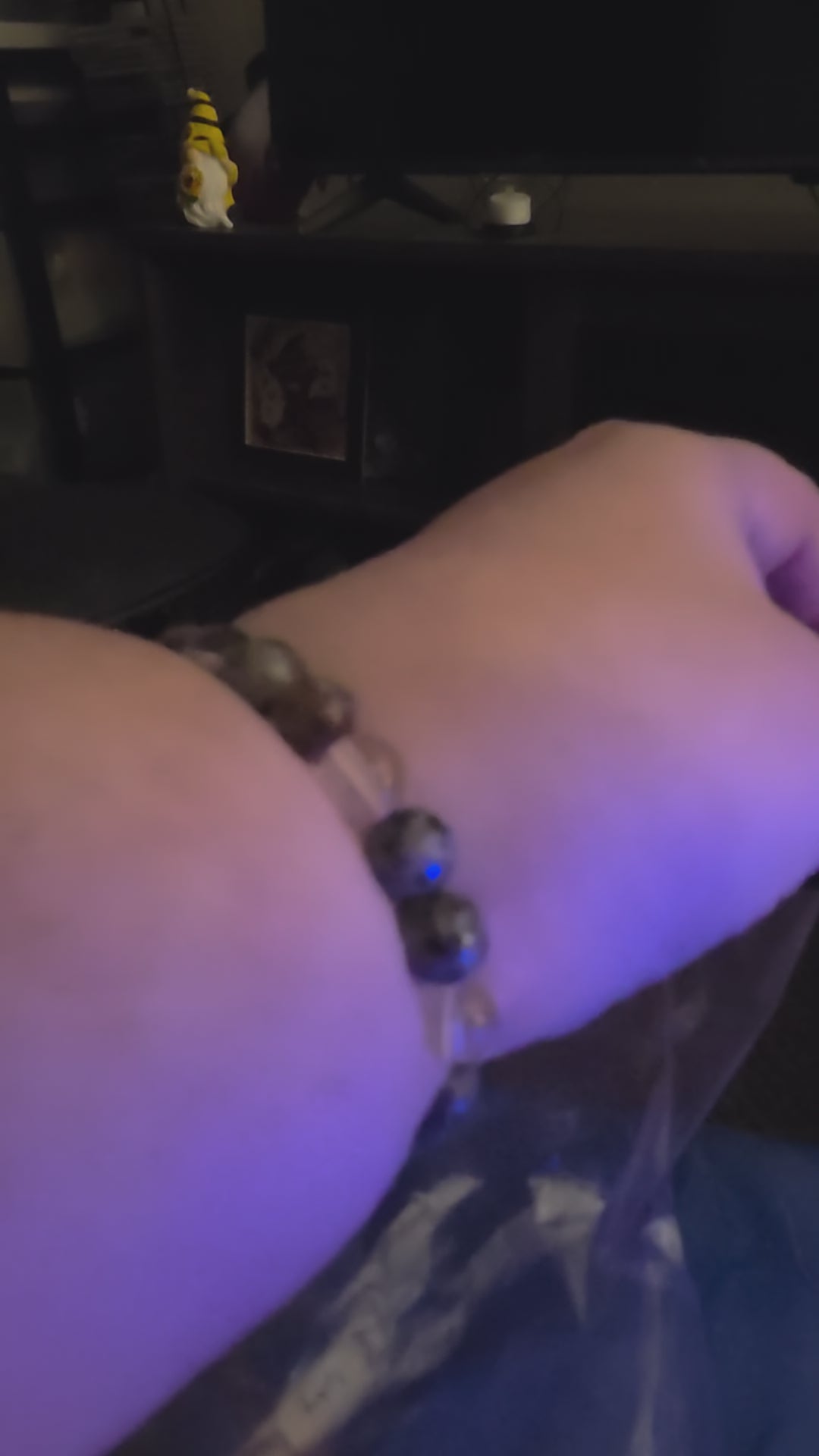 Yooperlite and clear quartz stretchy bracelet