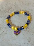Purple and gold heart beaded stretchy bracelet - Crazy Cat Lady Crafts