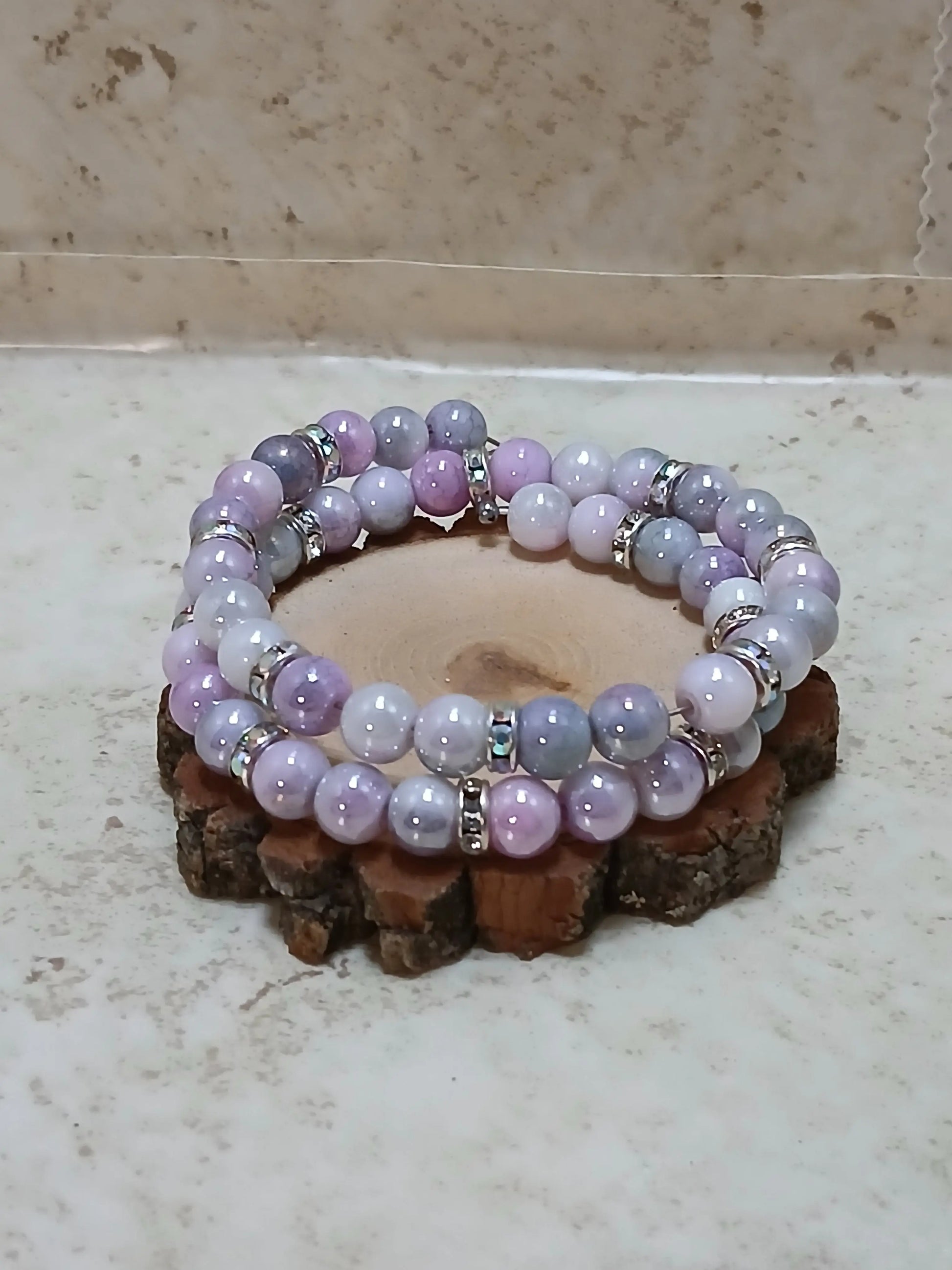 Double memory iridescent purple bracelet - Crazy Cat Lady Crafts